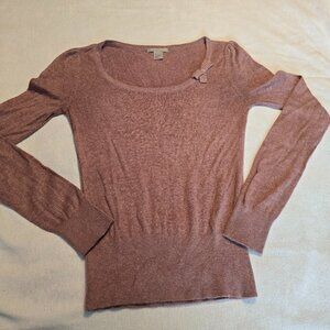 H&M Mauve Angora Blend Sweater Bow Detail Long Sleeve Size Small